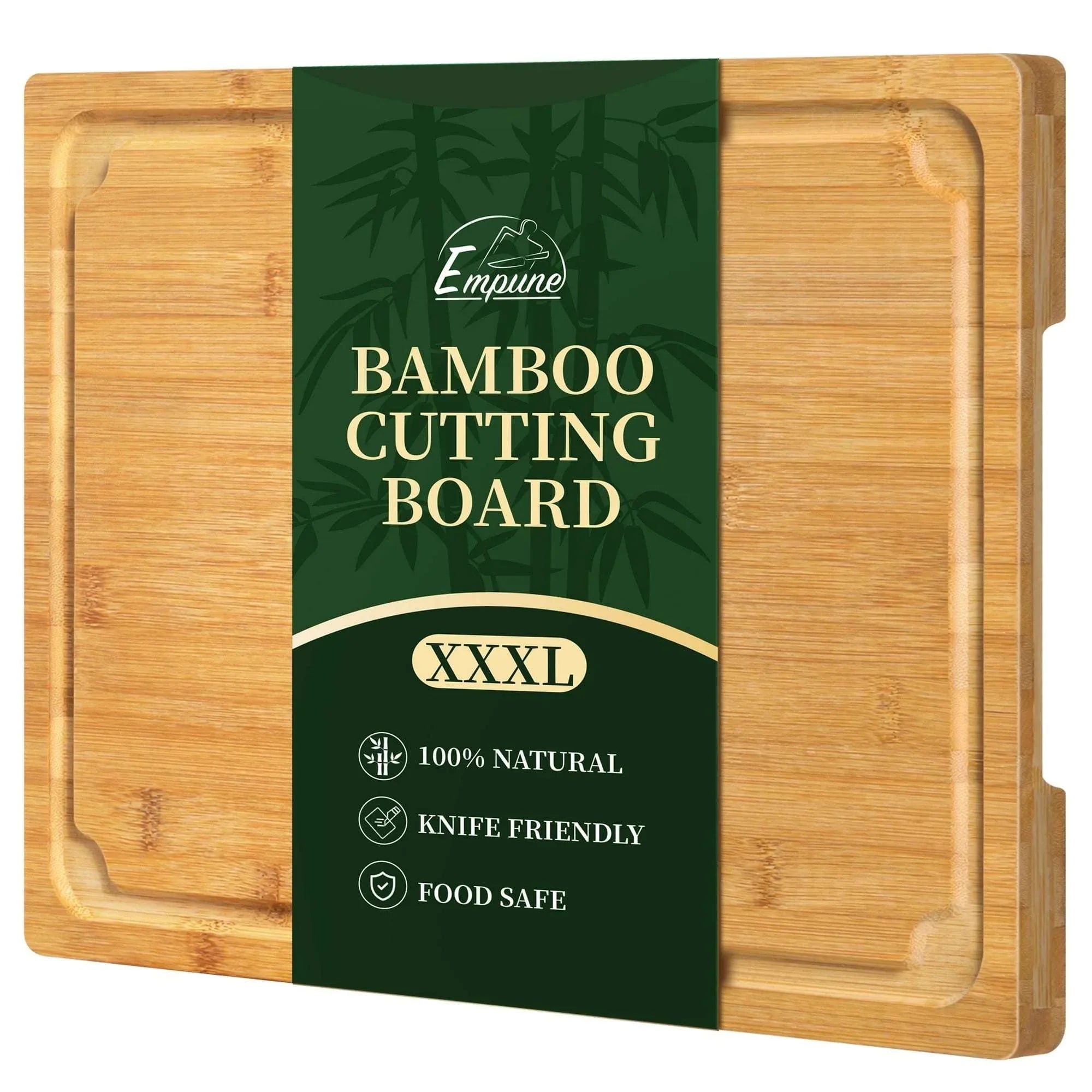 Empune Extra Large Bamboo Cutting Board, 19.9" Wooden Chopping Board for Kitchen with Juice Groove and Built-in Handles - USA MEGA SHOP