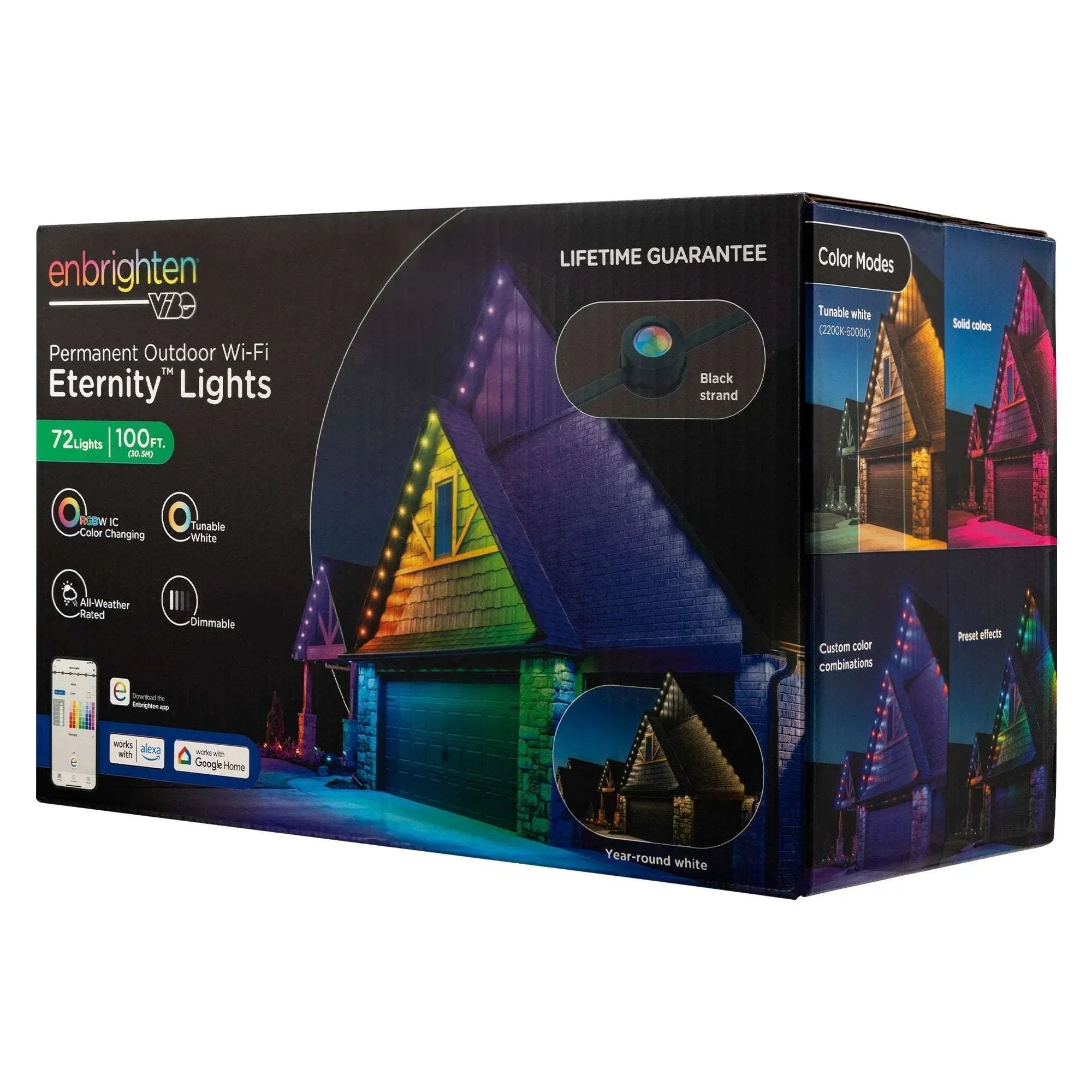 Enbrighten 100ft Permanent Outdoor Wi-Fi Eternity Eave Lights