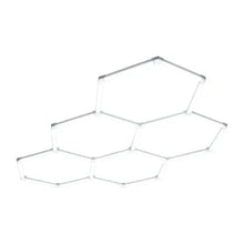 Hex ceiling light panels with white LED illumination