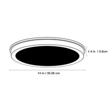 14 in slim LED flush mount light fixture, dark interior and metallic rim