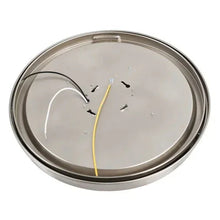 Slim LED flush mount light fixture base with internal wiring on metal plate