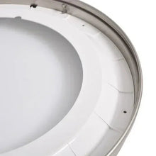 Slim LED flush mount light fixture underside with mounting holes and wiring