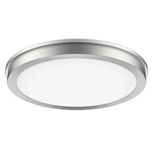 14 in slim LED flush mount light fixture with brushed nickel round trim