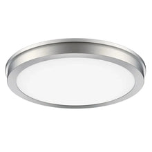 14 in slim LED flush mount light fixture, brushed nickel rim with white diffuser