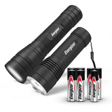 Black metal tactical flashlight set with mini flashlight and AA/AAA batteries