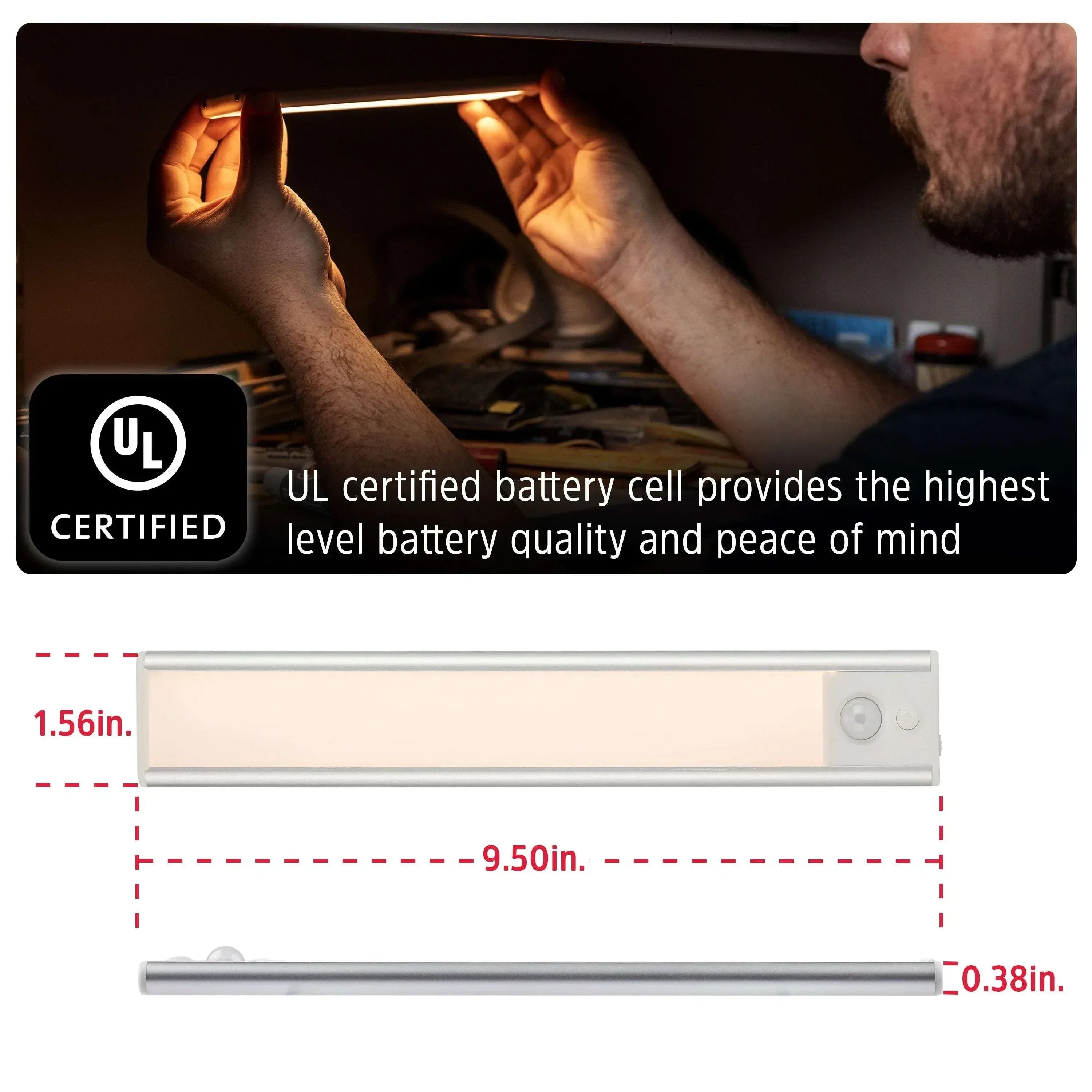 Energizer 9.5" Motion Sensing Magnetic LED Rechargeable Light Bar, 2 Pack