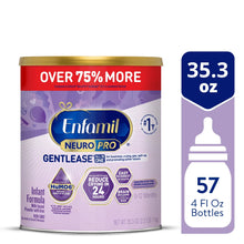 Infant formula canister, purple Enfamil NeuroPro Gentlease label, 35.3 oz XL