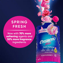 Blue fabric softener bottle with pink flowers and 'Spring Fresh' badge