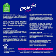 Liquid fabric softener bottle back label on blue and pink container
