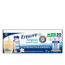 Ensure Original nutrition shake carton, Vanilla flavor, 30-pack front panel