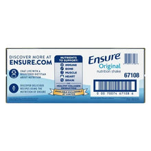 Ensure Original nutrition shake carton back panel with barcode and 67108 number