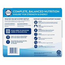 Ensure Original nutrition shake carton back panel with nutrient and bottle info