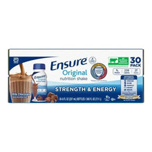 Ensure Original nutrition shake 30-pack carton with milk chocolate Strength & Energy label