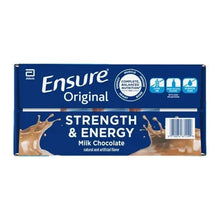 Ensure Original nutrition shake carton, Strength & Energy milk chocolate front label