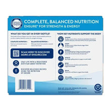 Ensure Original nutrition shake carton, rear panel with nutrient icons and QR code
