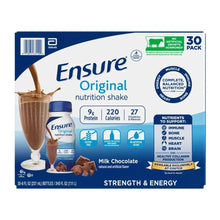 Ensure Original nutrition shake, milk chocolate, Strength & Energy, 30-pack carton