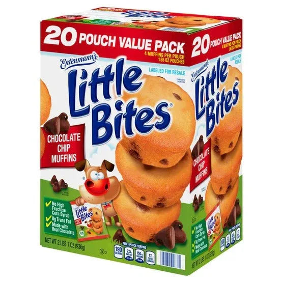Entenmann's Little Bites Chocolate Chip Muffins, 1.65 oz, 20-Count - USA MEGA SHOP