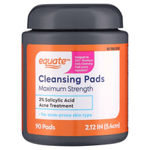 Cleansing pads container with “2% Salicylic Acid” acne treatment label