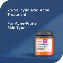 Cleansing pads jar with 2% salicylic acid acne treatment text panel