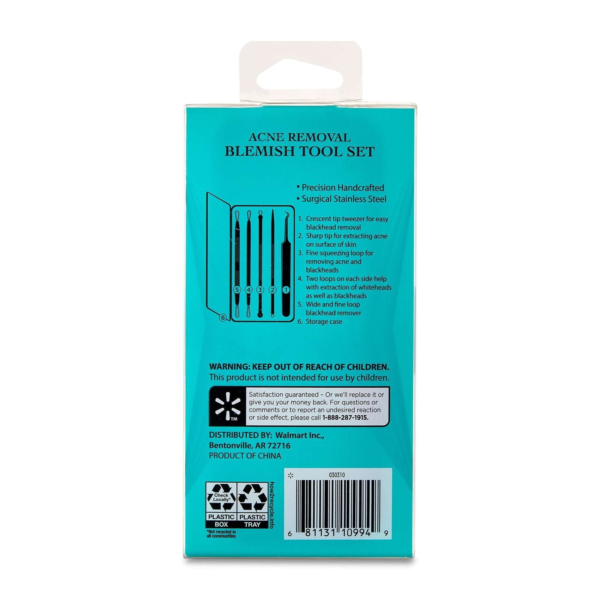 Equate Metal Acne-Removal Blemish Tool Set, 5 Pieces