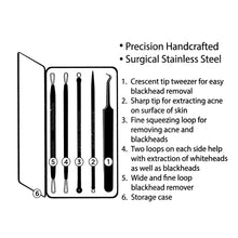 Acne blemish tool set instruction diagram showing multiple numbered metal tools