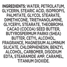 Ingredients list for cocoa conditioning skin lotion bottle