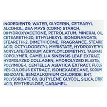 Lotion tube ingredients panel with dense small text on the label