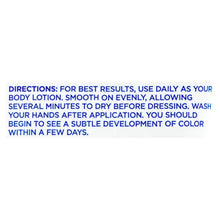 Lotion tube directions panel with blue heading and instruction text