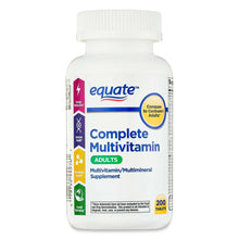 Adult multivitamin supplement bottle with white cap and blue label, 200 tablets