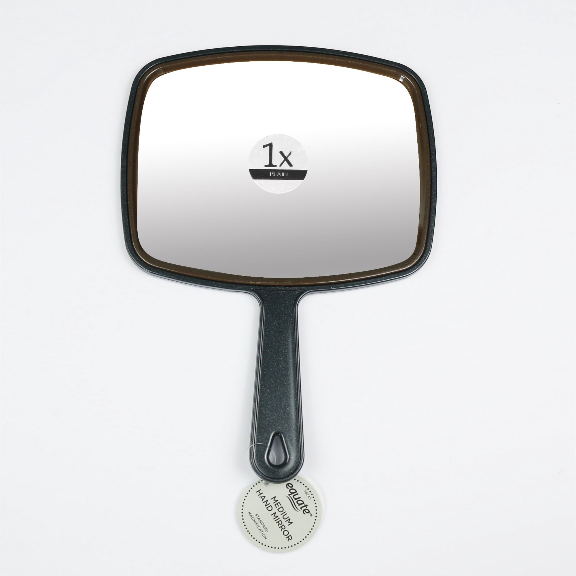 Equate Medium Hand Face Mirror, Black, Size 10.6" x 7.6" x 0.3", 1 Count
