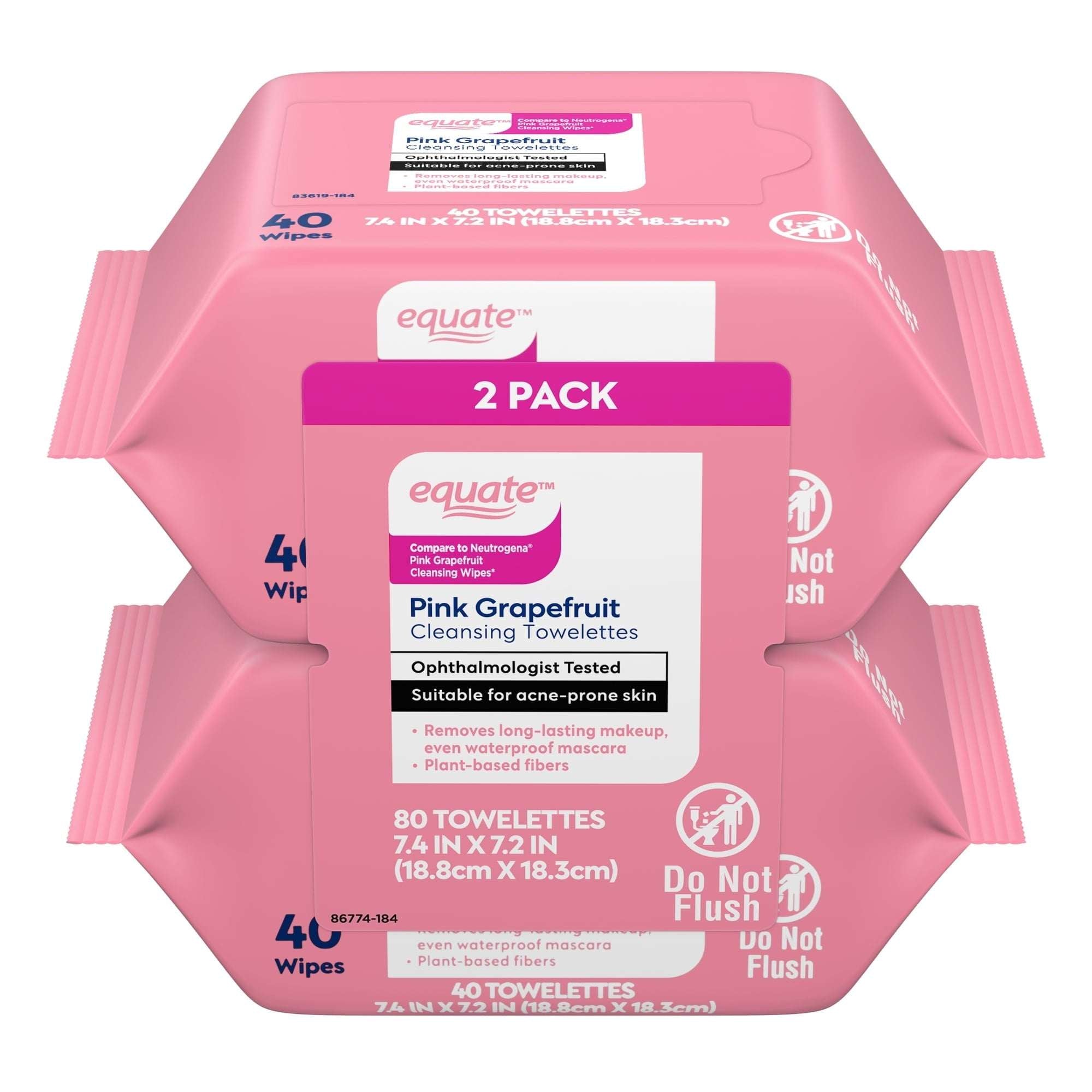 Equate Pink Grapefruit Cleansing Towelettes - 80 Count