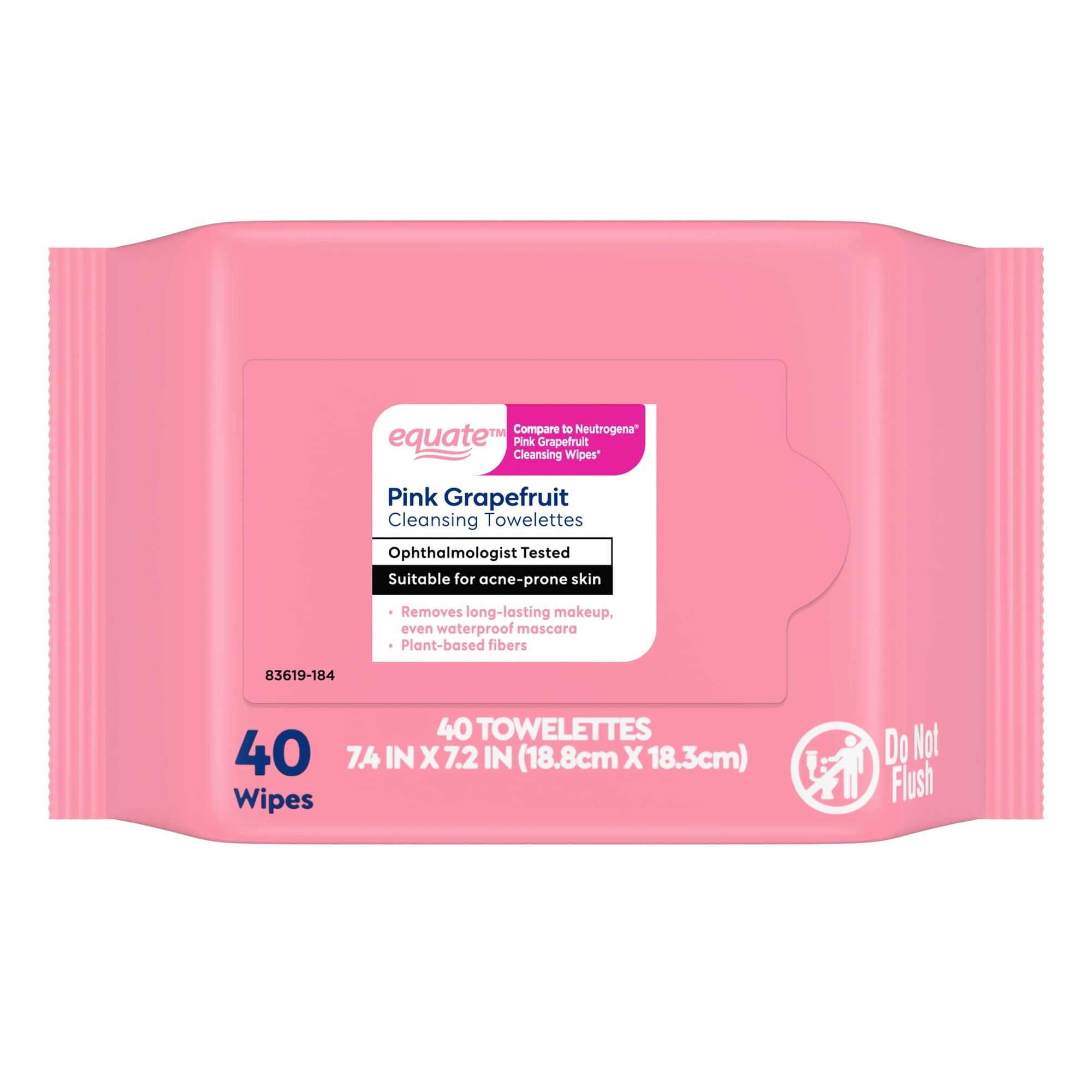 Equate Pink Grapefruit Cleansing Towelettes - 80 Count