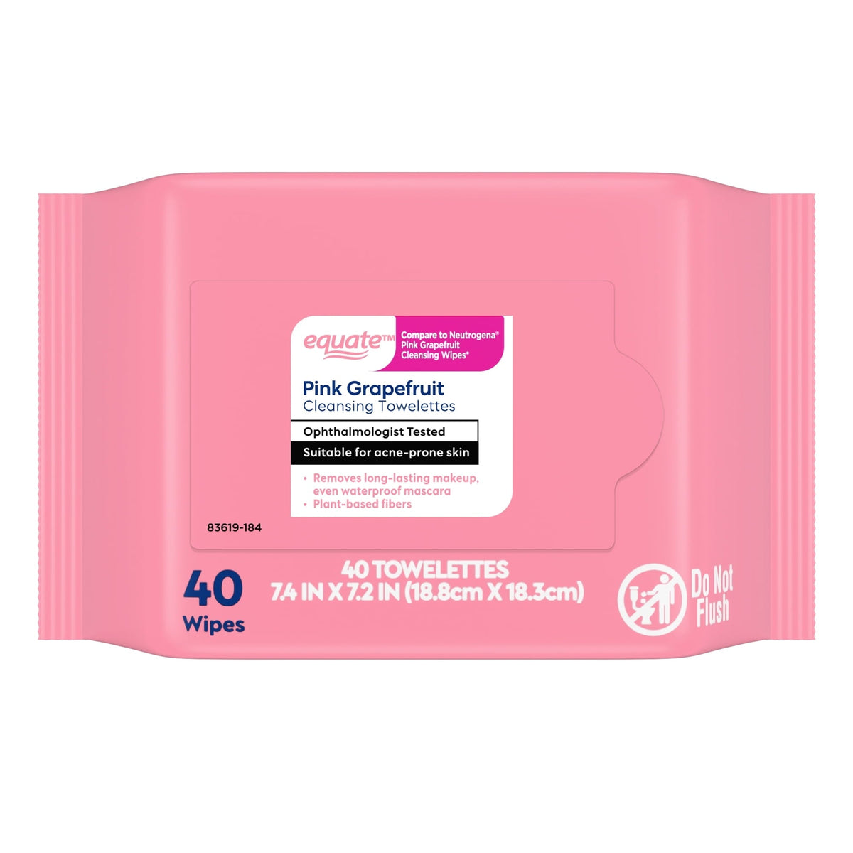 Equate Pink Grapefruit Cleansing Towelettes, 40 Count