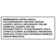 Mild baby wash ingredients panel listing water and cocamidopropyl betaine.