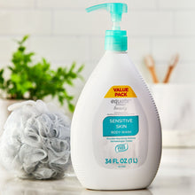 Sensitive skin body wash bottle with teal pump, 34 fl oz (1L), Value Pack