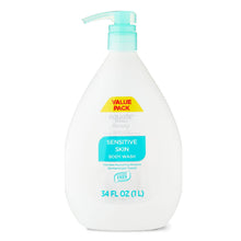 Sensitive skin body wash bottle with teal pump, 34 fl oz (1L)