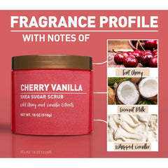 Equate Cherry Vanilla Sugar Body Scrub, 18 oz, Soothes Dry Skin