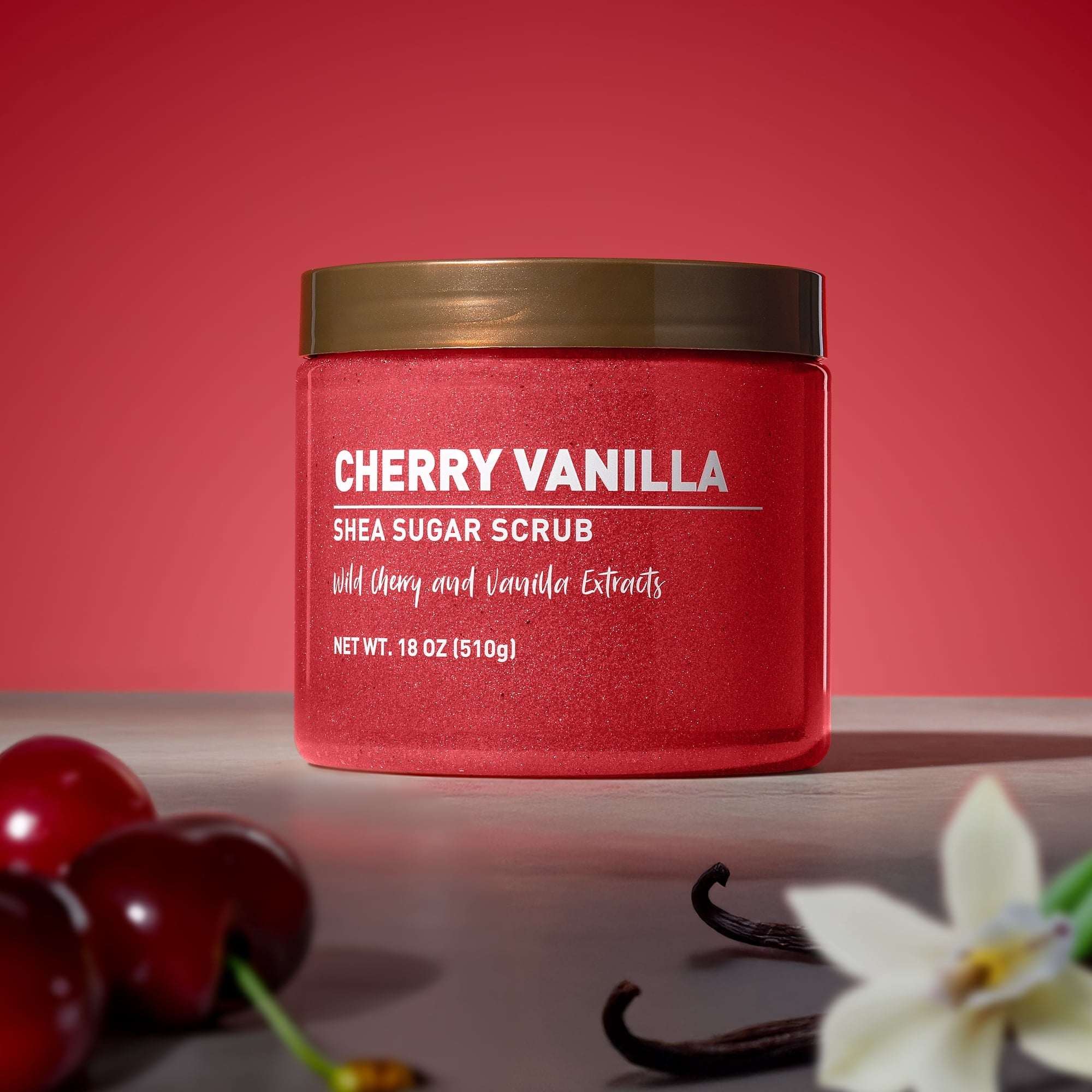 Equate Cherry Vanilla Sugar Body Scrub, 18 oz, Soothes Dry Skin