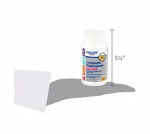 Multivitamin supplement bottle shown beside 5" height guide