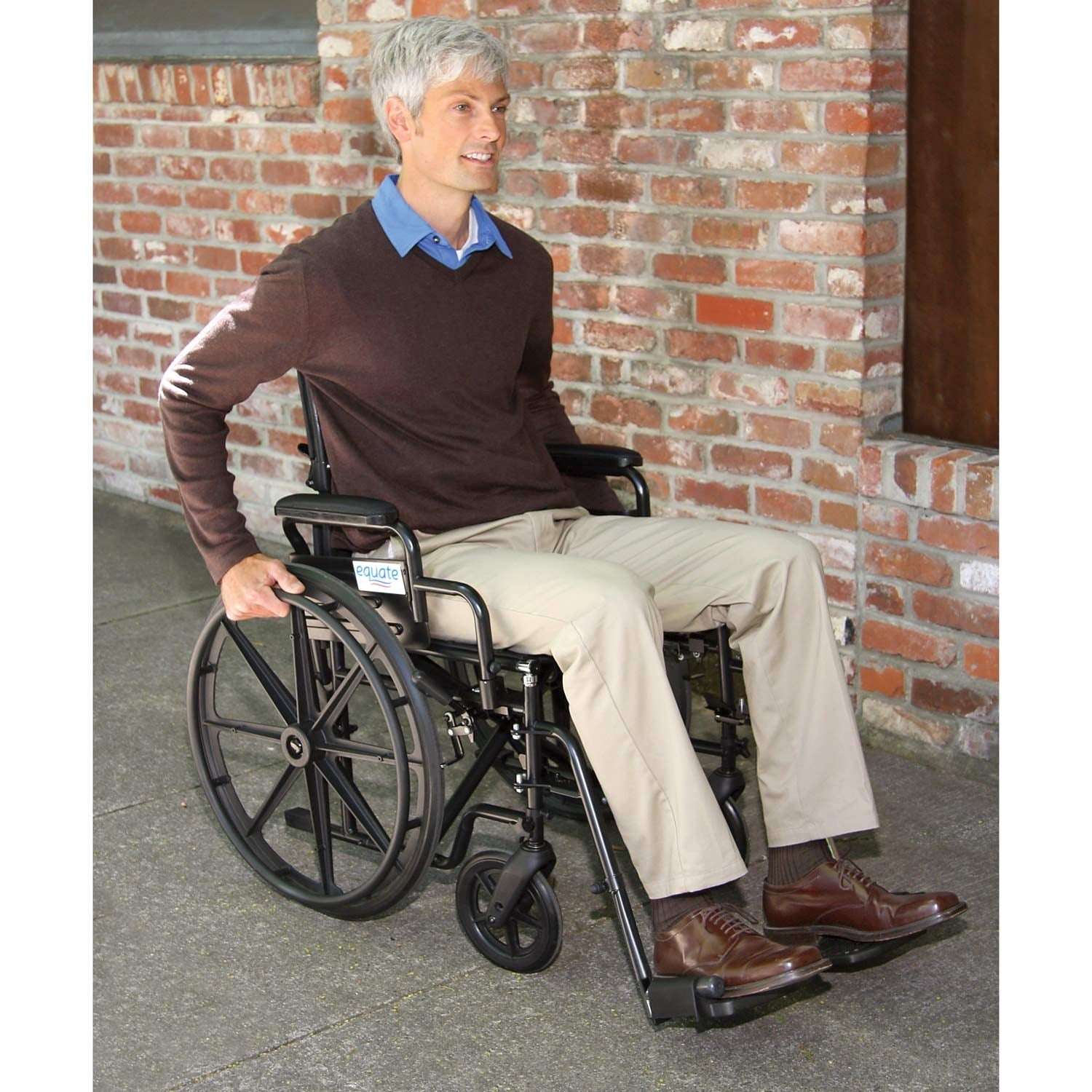 Equate Lightweight Foldable Steel Wheelchair with 18" Seat and Swing-Away Footrests, 350 lb Capacity