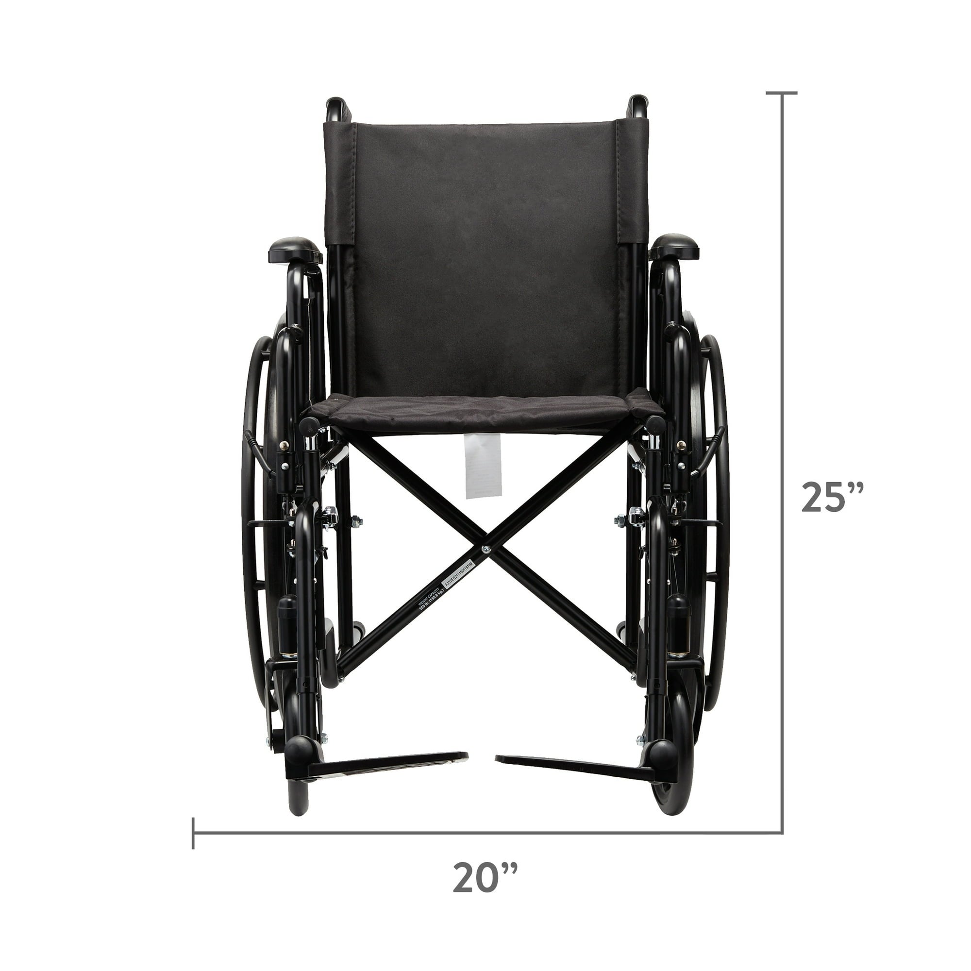 Equate Lightweight Foldable Steel Wheelchair with 18" Seat and Swing-Away Footrests, 350 lb Capacity