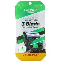 Men's 3-blade disposable razor value pack, green and black handle, 8 count