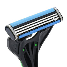 3-blade razor cartridge with blue strip on black handle
