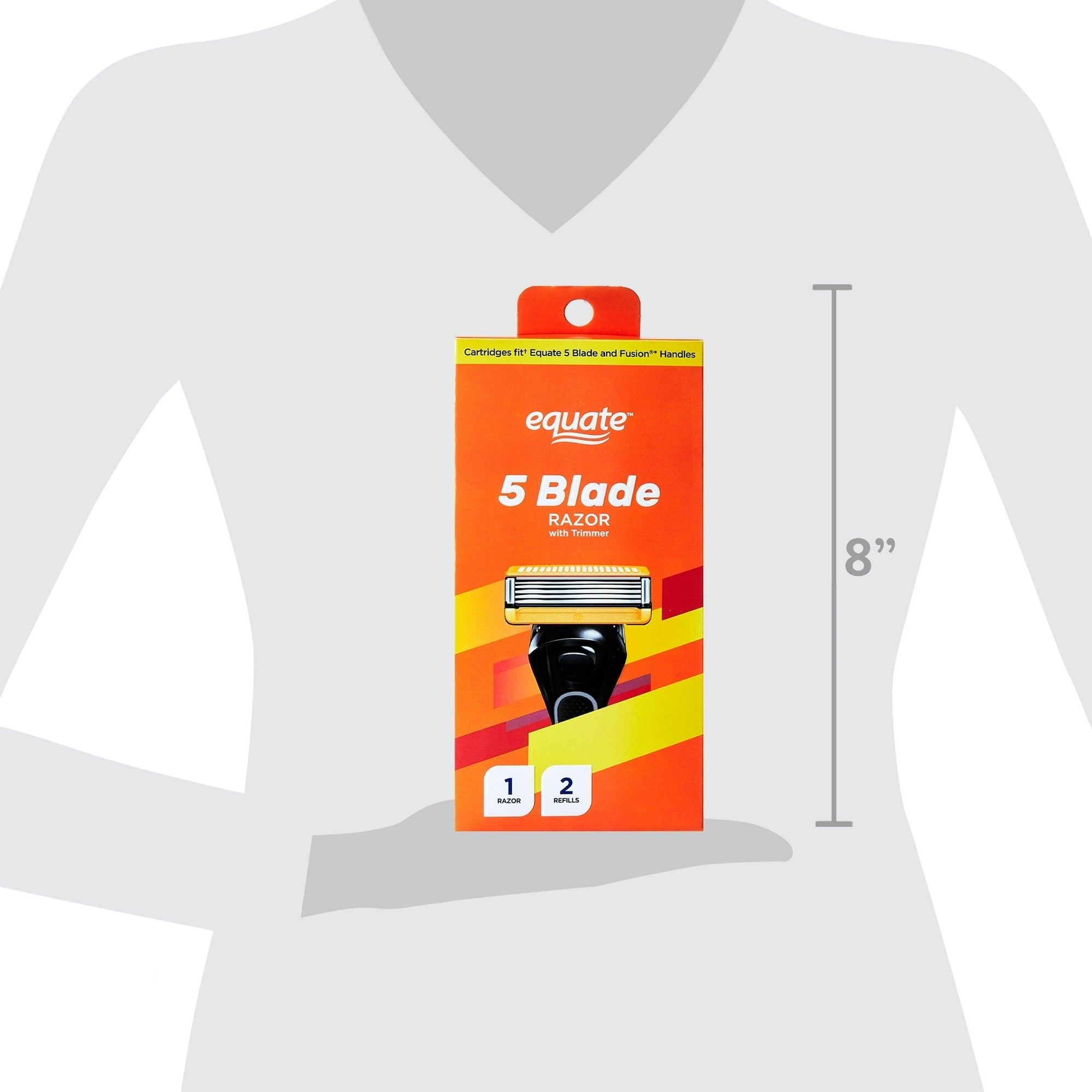 Equate Men's 5-Blade Razor with Trimmer and 2 Cartridge Refills, Black