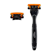 5-blade razor with trimmer handle, black with textured grip