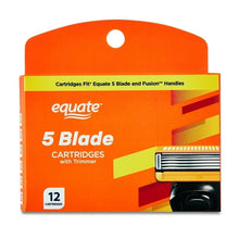 Orange 5-blade razor cartridge pack with trimmer, 12 cartridges