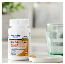Equate One Daily women's multivitamin supplement bottle with white cap