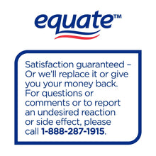 Equate satisfaction guarantee message on pad package with support call number