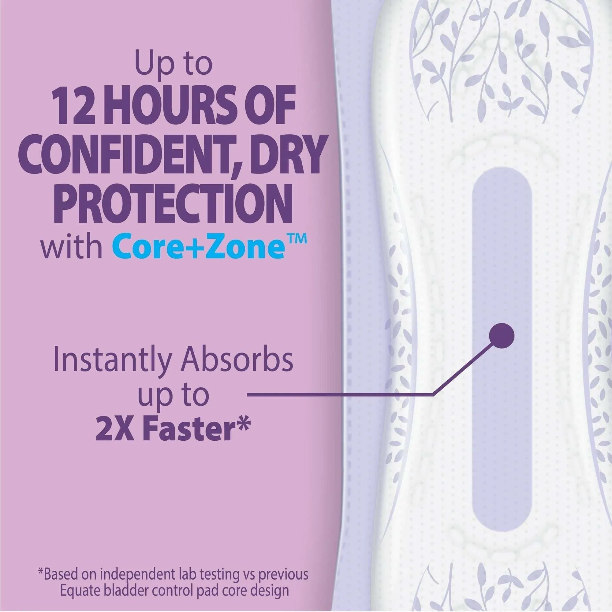 Equate Options Women's Incontinence Pads, Maximum Absorbency, Long Length (45 Count), Compare to Poise