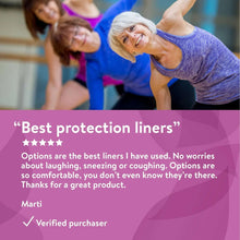 Customer review card for incontinence liners, verified purchase quote